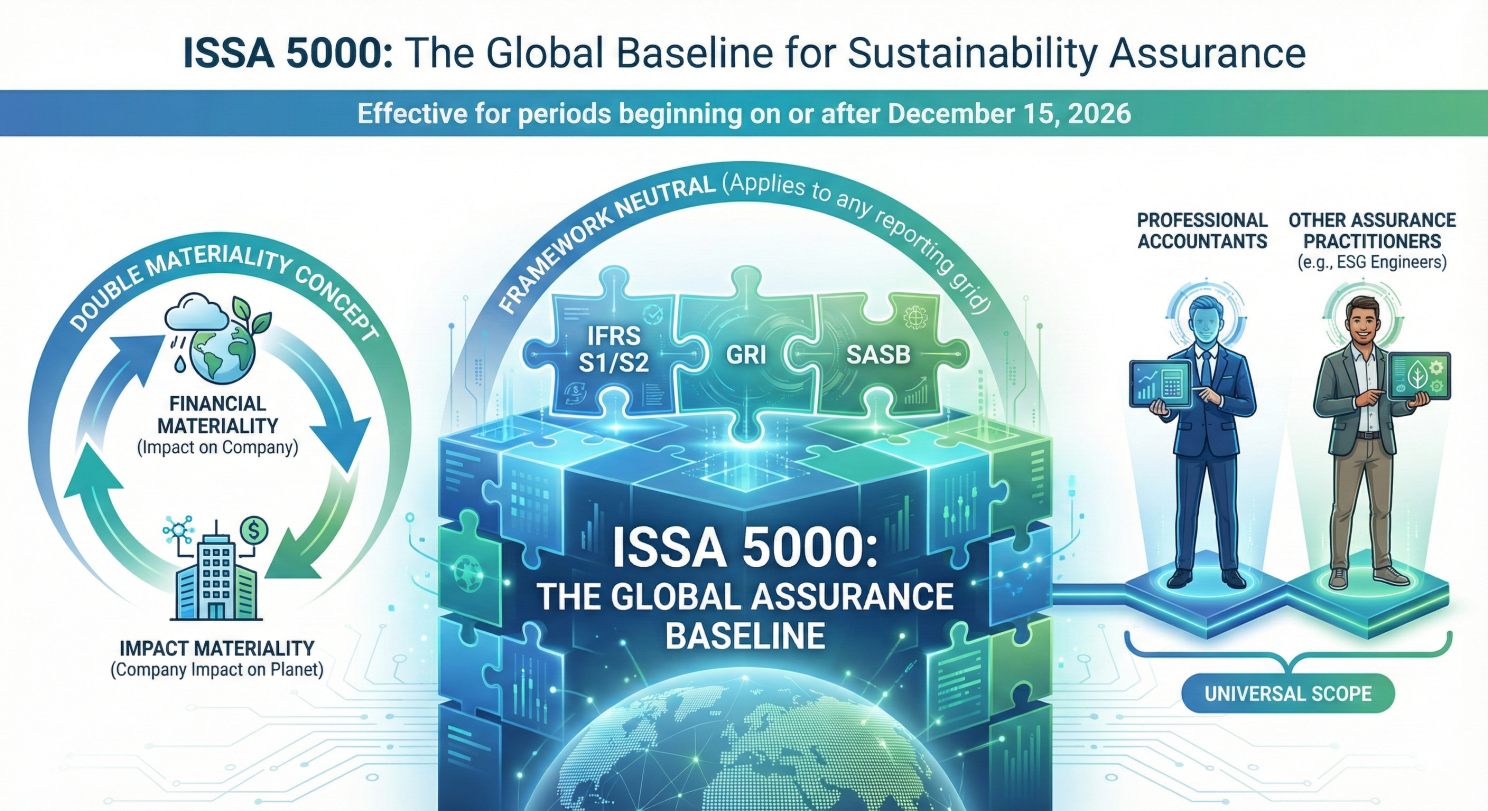ISSA 5000 Sustainability Assurance Overview Infographic