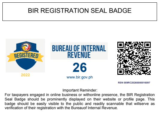 Official BIR Registration Seal Badge - Jan Michael Maglinao, CPA (RSN: 059RC20260000016097, RDO 59)